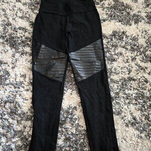 MyStyle Moto Leggings | Black Faux Leather Panel | Size S/P